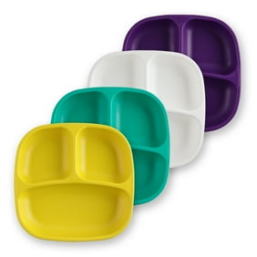 Child Feeding Purple Toddler Bright Pink Re-Play Made In USA 3pk Plates with Deep Sides for Easy Baby White Berry